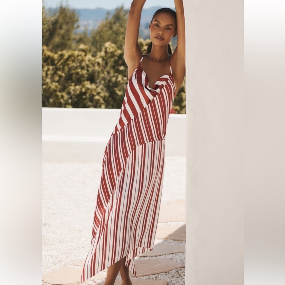Anthropologie Red and White Striped Midi Dress - Picture 2 of 10